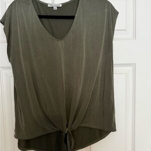Green Envelope Olive Tie-Front Blouse